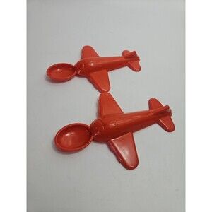 Vintage Airplane/Jet Baby Plastic Spoon Red
